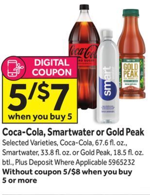 Stop&Shop Coca-cola, smartwater or gold peak offer