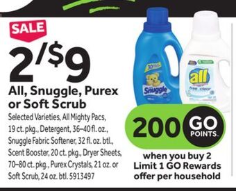 Stop&Shop All, snuggle, purex or soft scrub offer