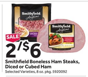 Stop&Shop Smithfield boneless ham steaks, diced or cubed ham offer