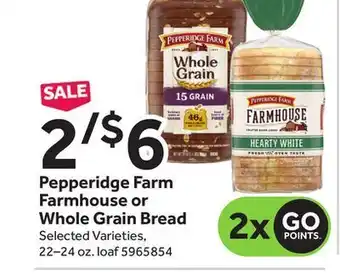 Stop&Shop Pepperidge farm farmhouse or whole grain bread offer