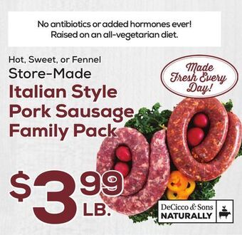 DeCicco & Sons Italian style pork sausage offer