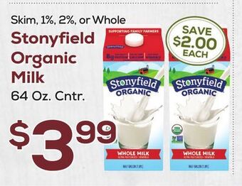DeCicco & Sons Stonyfield organic milk offer