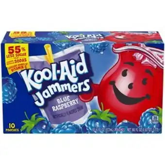 Kool-aid jammers blue raspberry ready-to-drink soft drink, 10 - 6 fl oz (177 ml) pouches [60 fl oz (1.87 qt) 1.77l]