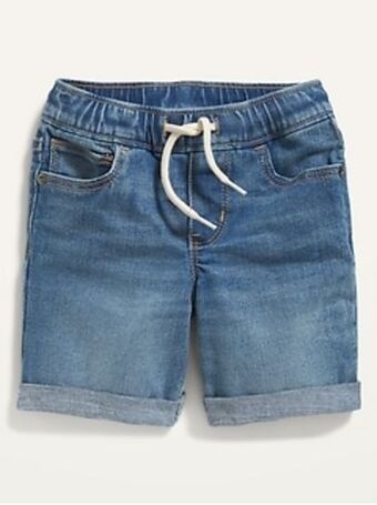 Old Navy Unisex functional drawstring 360° stretch pull-on jean shorts for toddler offer