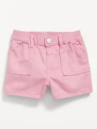 Old Navy Elasticized waist workwear non-stretch pop-color jean shorts for toddler girls offer