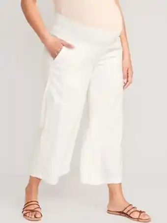 Old Navy Maternity linen-blend smocked-waist cropped wide-leg pants offer