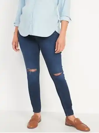 Old Navy Maternity premium full panel fitsyou 3-sizes-in-1 rockstar super skinny ripped jeans offer