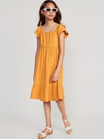 Old Navy Flutter-sleeve clip-dot fit & flare midi dress for girls offer