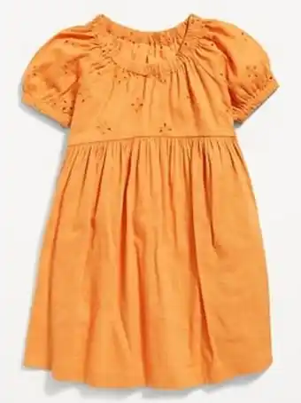 Old Navy Puff-sleeve floral-eyelet fit & flare dress for toddler girls offer