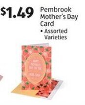 Aldi Pembrook Mother's Day Card offer