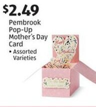 Aldi Pembrook Pop-Up Mother's Day Card offer