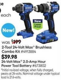 Lowe's Kobalt 2-Tool 24-Volt Max Brushless Combo Kit offer