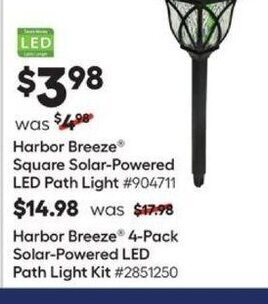 Lowe's Harbor Breeze Square Solar-Powered Led Path Light offer