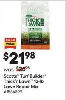 Lowe's Scotts Turf Builder Thick'r Lawn 12-lb. Lawn Repair Mix offer