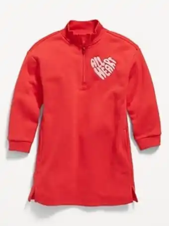 Old Navy Long-sleeve quarter-zip sweatshirt dress for toddler girls offer