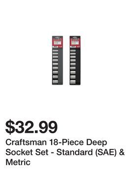 Kmart Craftsman 18-piece deep socket set - standard (sae) & metric offer