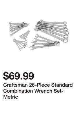 Kmart Craftsman 26-piece standard combination wrench set-metric offer