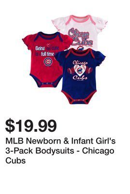Kmart Mlb newborn & infant girl's 3-pack bodysuits - chicago cubs offer