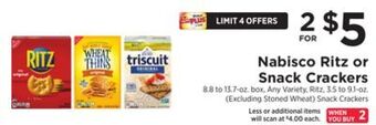 ShopRite Ritz or snack crackers offer