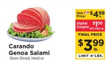 ShopRite Genoa salami offer