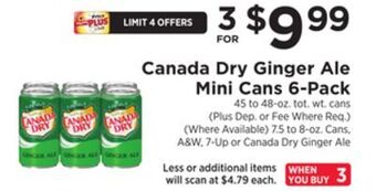 ShopRite Ginger ale mini cans 6-pack offer
