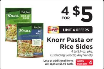 ShopRite Pasta or rice sides offer