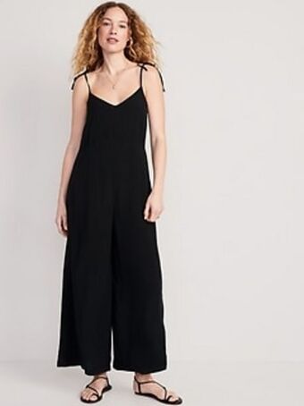 Old Navy Loose cropped tie-shoulder v-neck cami jumpsuit for women offer