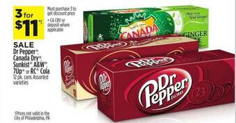 Dollar General Dr Pepper, Canada Dry Sunkist, A&w, 7up Or Rc Cola offer