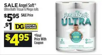 Dollar General Angel Soft Ultra Bath Tissue 6 Mega Rolls offer