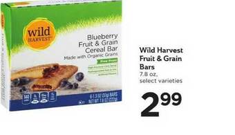 Cub Foods Wild Harvest Fruit & Grain Bars offer
