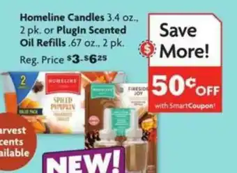 Family Dollar Homeline Candles Or Plugin Scented Oil Refills offer
