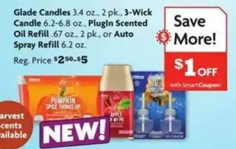 Family Dollar Glade Candles, 3-wick Candle, Plugin Scented Oil Refill Or Auto Spray Refill offer