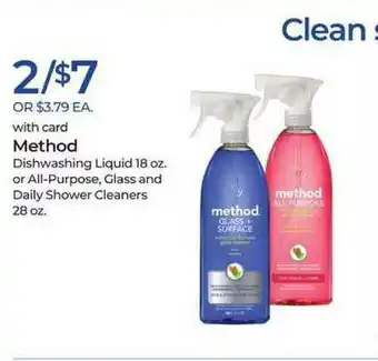 Rite Aid Method Dishwashing Liquid 18 Oz. Or All-purpose, Glass And Daily Shower Cleaners offer
