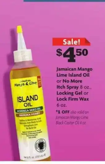 Family Dollar Jamaican Mango Lime Island Oil Or No More Itch Spray, Locking Gel Or Lock Firm Wax offer