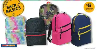 Family Dollar Printed Or Solid Backpack offer