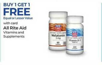 Rite Aid All Rite Aid Vitamins And Supplements offer