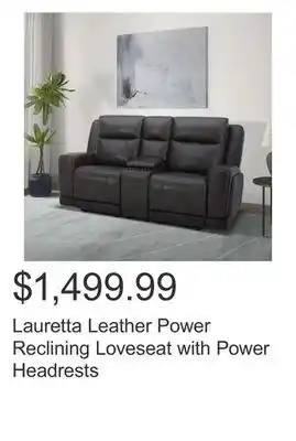 Costco Lauretta leather power reclining loveseat with power headrests offer