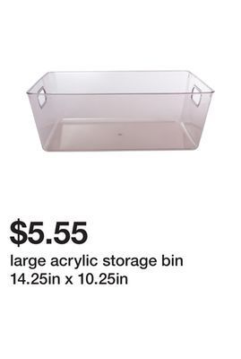 Five Below Large acrylic storage bin 14.25in x 10.25in offer