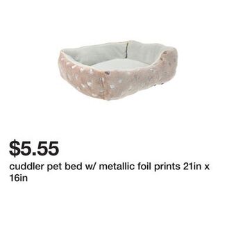 Five Below Cuddler pet bed w/ metallic foil prints 21in x 16in offer