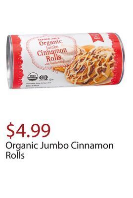 Trader Joe's Organic jumbo cinnamon rolls offer
