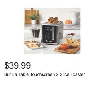 Costco Sur la table touchscreen 2 slice toaster offer