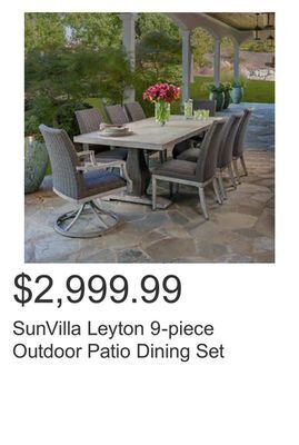 Costco Sunvilla leyton 9-piece outdoor patio dining set offer