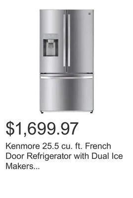 Costco Kenmore 25.5 cu. ft. french door refrigerator with dual ice makers and dual evaporator offer