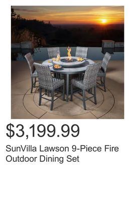 Costco Sunvilla lawson 9-piece fire outdoor dining set offer