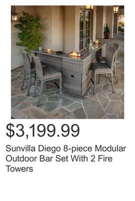 Costco Sunvilla diego 8-piece modular outdoor bar set with 2 fire towers offer