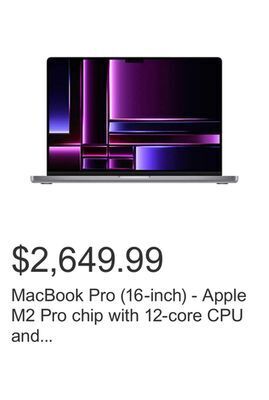 Costco Macbook pro (16-inch) - apple m2 pro chip with 12‑core cpu and 19‑core gpu, 1tb ssd (2023) offer