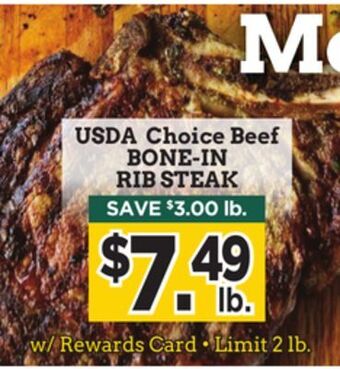 Dearborn Market Usda choice beef bone-in rib steak offer
