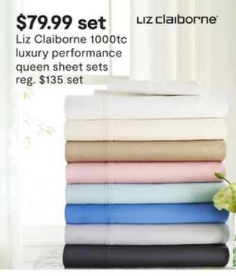 JC Penney Liz claiborne 1000tc luxury performance queen sheet sets offer