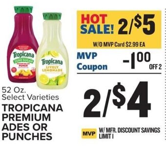 Food Lion 52 Oz. Select Varieties TROPICANA PREMIUM ADES OR PUNCHES offer