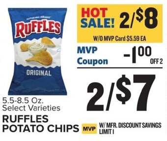 Food Lion 5.5-8.5 Oz. Select Varieties RUFFLES POTATO CHIPS offer